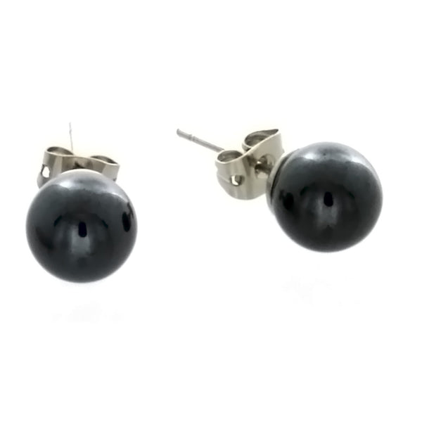 STUD BALL HEMATITE EARRINGS