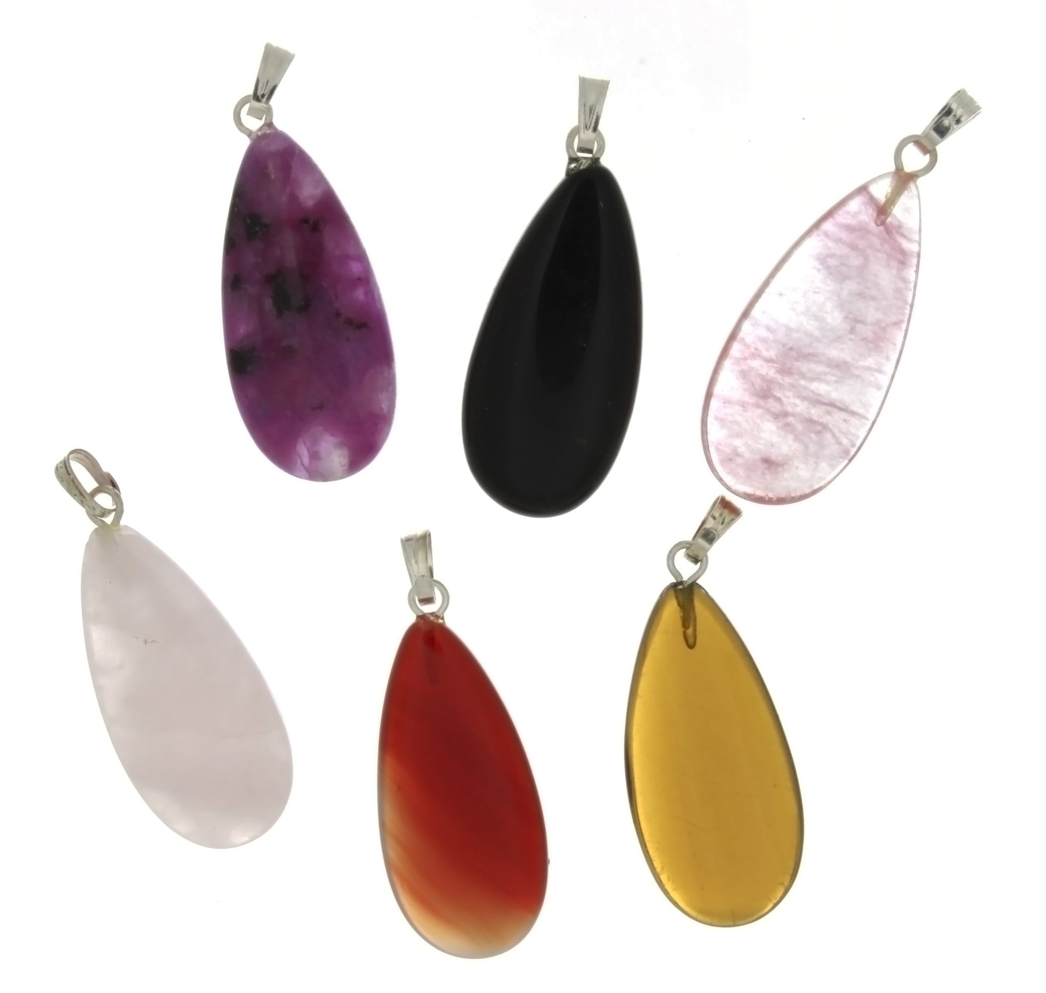 GEMSTONE VARIOUS TEARDROP 14 X 28 MM PENDANT (6)