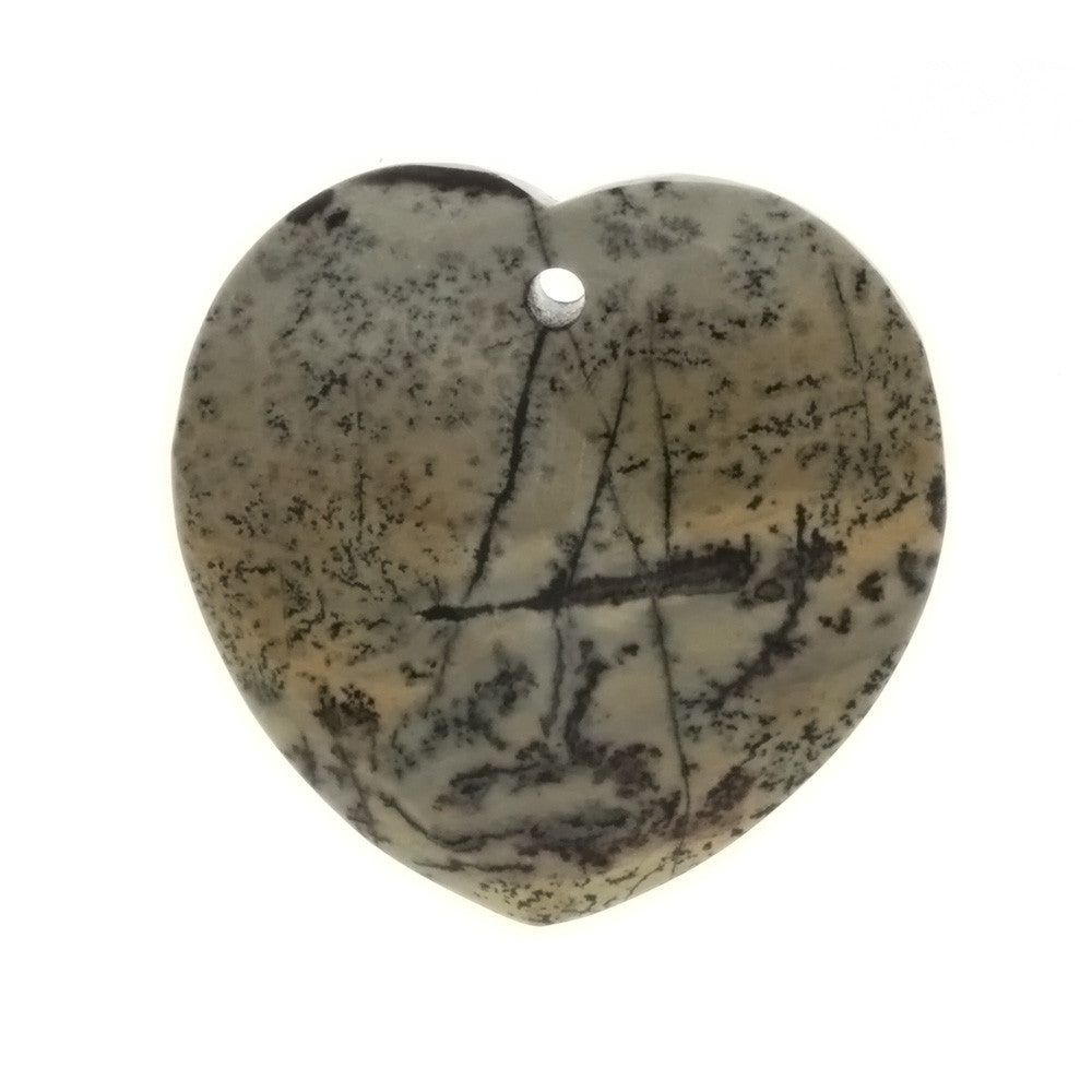 GEMSTONE JASPER PAINTBRUSH HEART 33 MM PENDANT