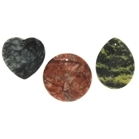 GEMSTONE VARIOUS SHAPE 40 MM PENDANT (3)