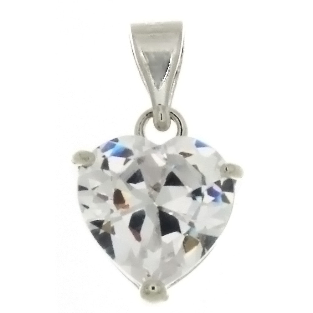 CZ Heart Clear 10 mm Pendant