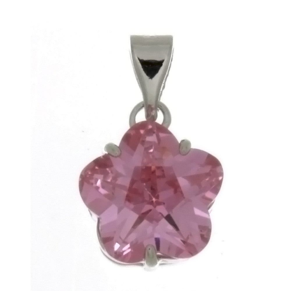 CZ Flower Pink 10 mm Pendant