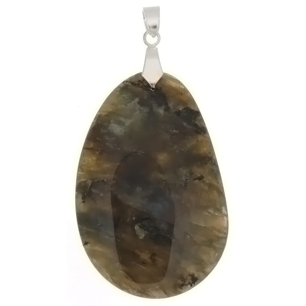 GEMSTONE LABRADORITE FREEFORM 35 X 50 MM PENDANT