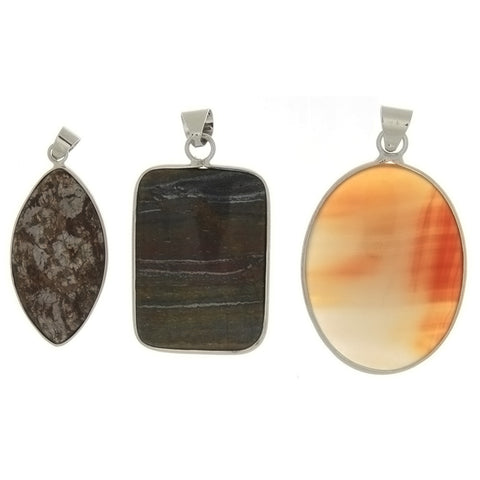 GEMSTONE VARIOUS SHAPE FRAMED 20 X 30 MM PENDANT (3)