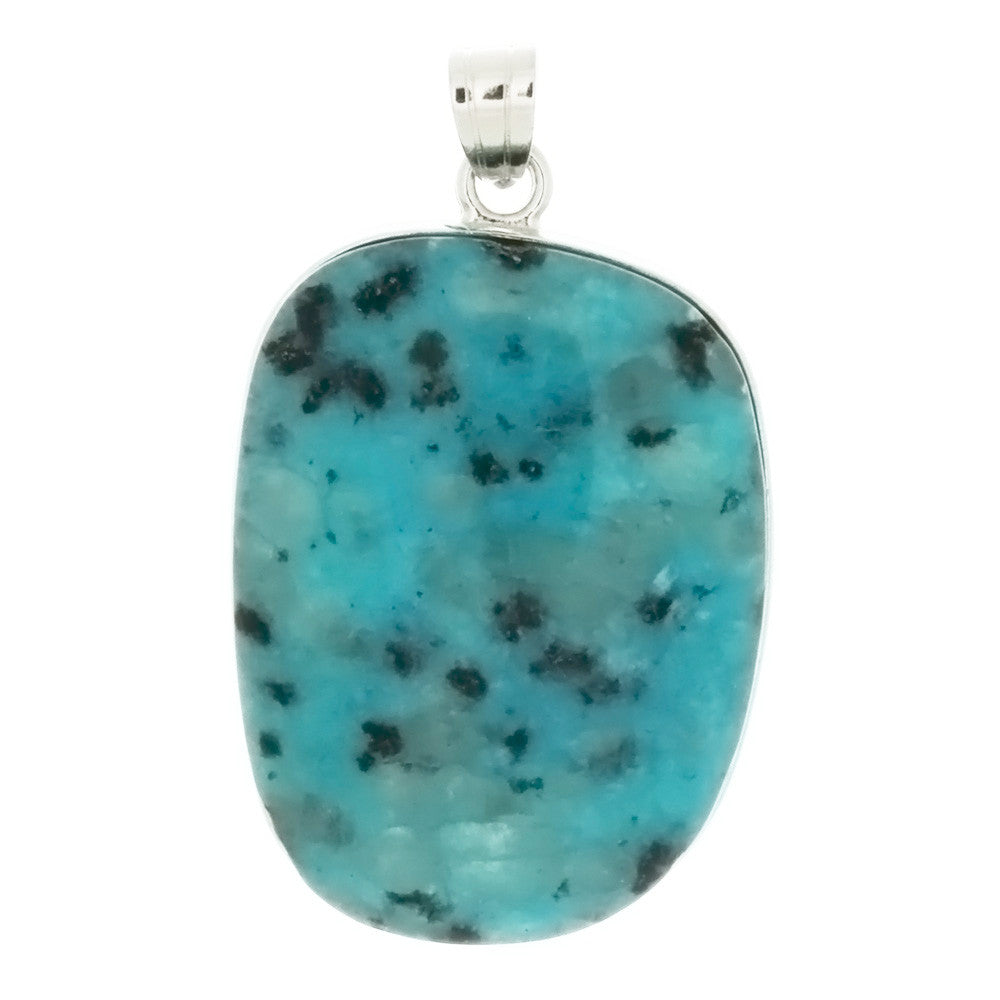 GEMSTONE KIWI STONE BLUE FREEFORM 30 X 40 MM PENDANT