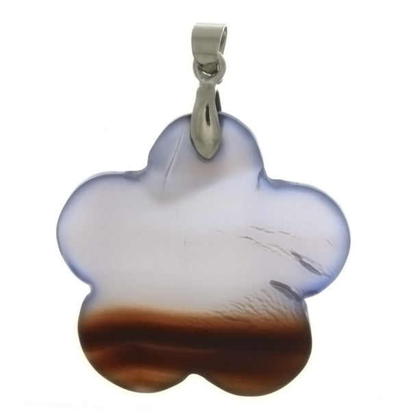 GEMSTONE AGATE NATURAL FLOWER 30 MM PENDANT