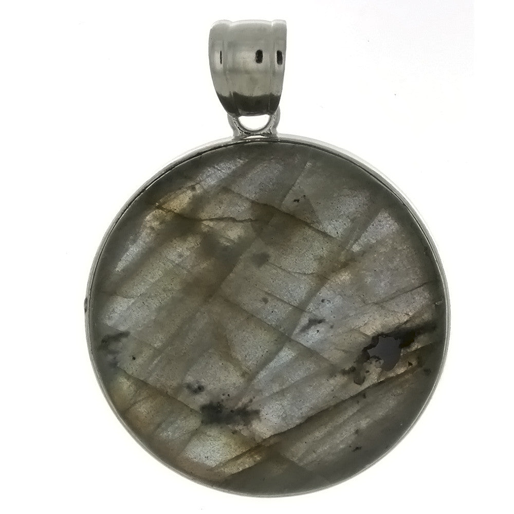 GEMSTONE LABRADORITE COIN 37 MM PENDANT