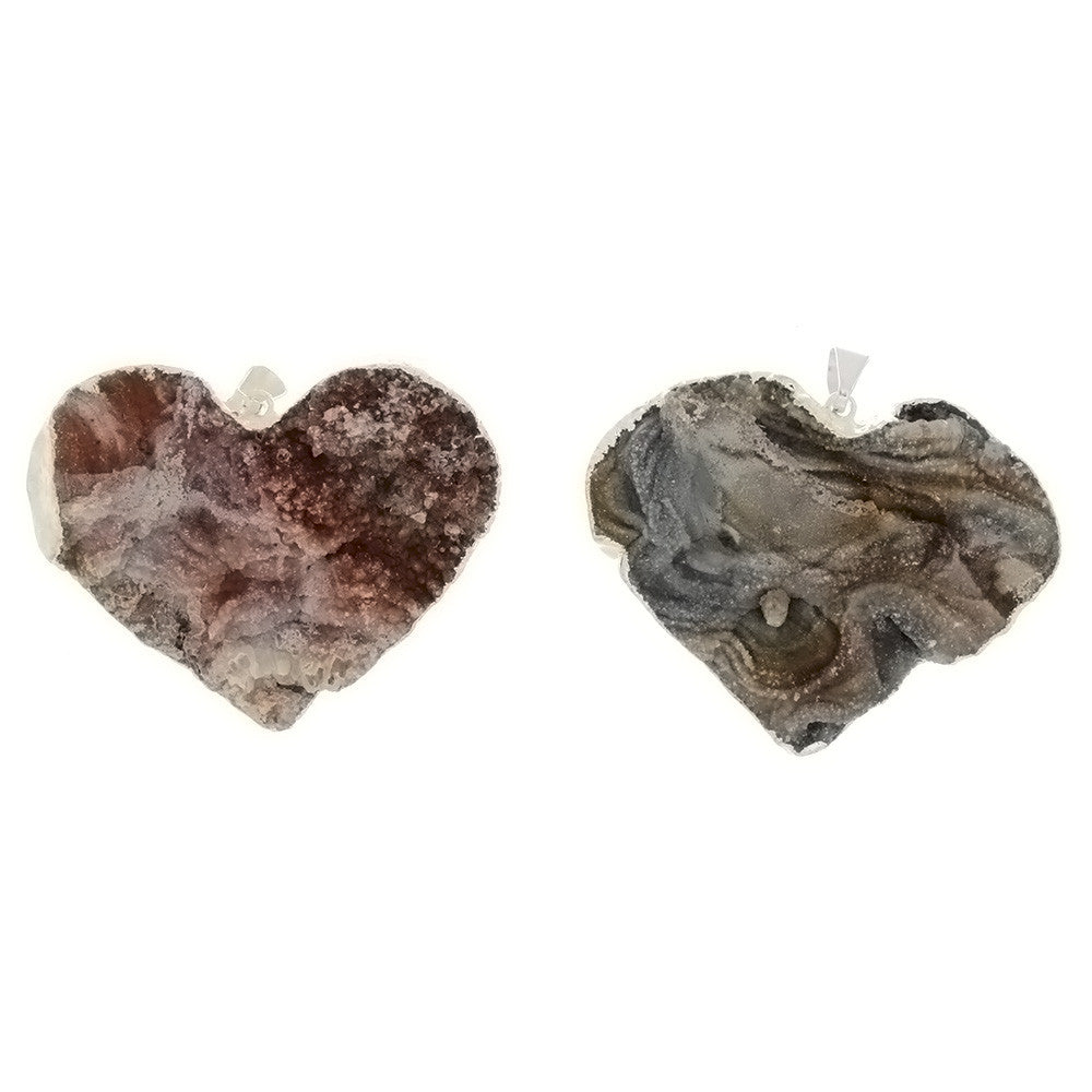 GEMSTONE AGATE DRUZY HEART 50 MM PENDANT