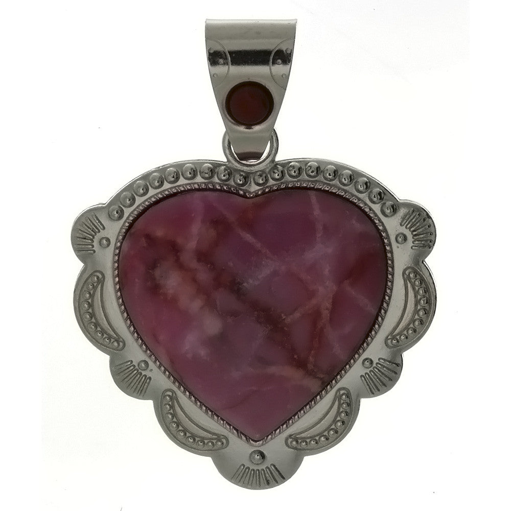 GEMSTONE MATRIX STONE HEART FRAMED 28 MM PENDANT