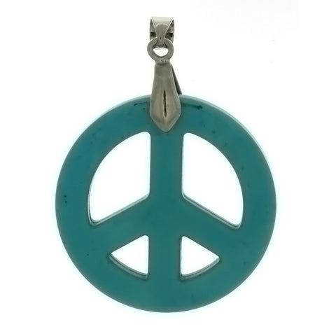 GEMSTONE DYED MAGNESITE PEACE SIGN 32 MM PENDANT