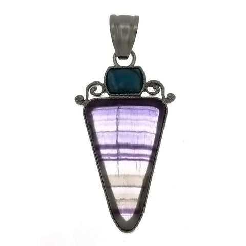 GEMSTONE FLUORITE TRIANGLE 45 MM PENDANT