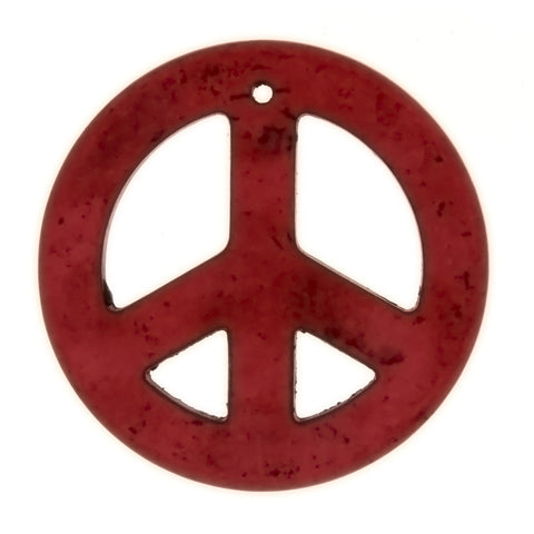 GEMSTONE DYED MAGNESITE PEACE SIGN 33 MM PENDANT