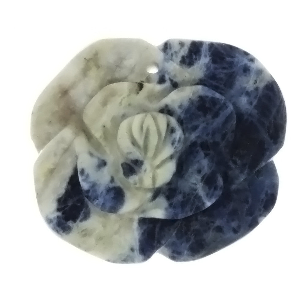 GEMSTONE SODALITE FLOWER 35 X 40 MM PENDANT