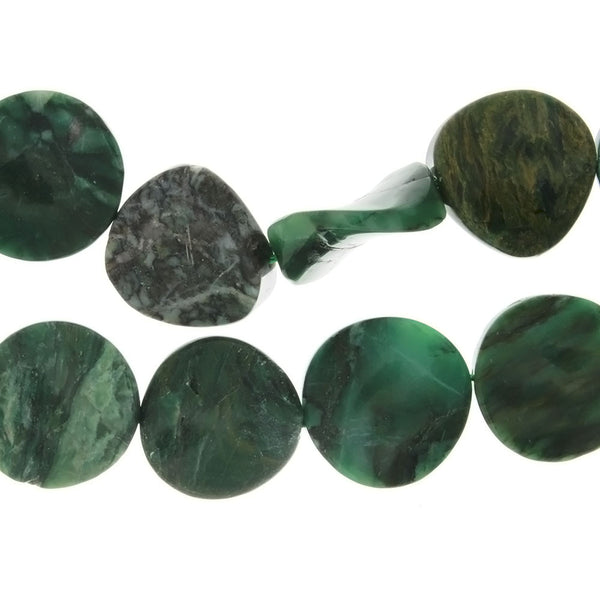 JADE AFRICAN COIN WAVY 25 MM STRAND