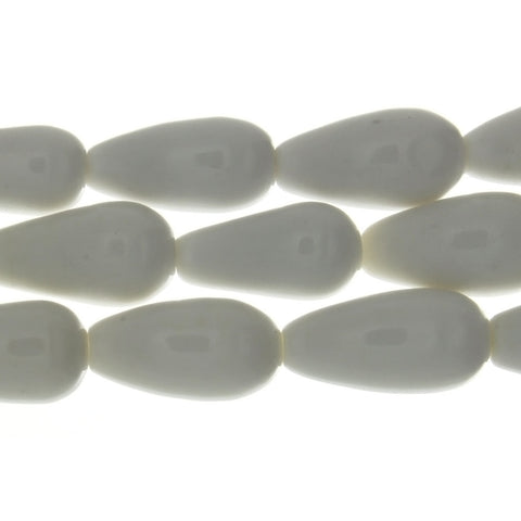 JADE WHITE DROPLET 11 X 21 MM STRAND