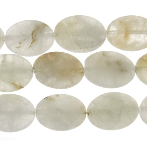 JADE WHITE OVAL 16 X 20 MM STRAND