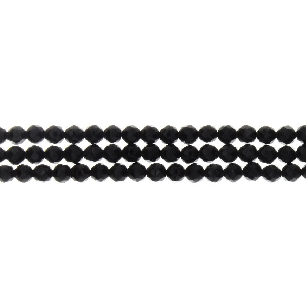 ONYX BLACK ROUND FACETED 4 MM STRAND