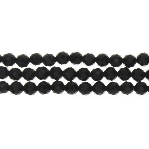 ONYX BLACK ROUND FACETED 6 MM STRAND