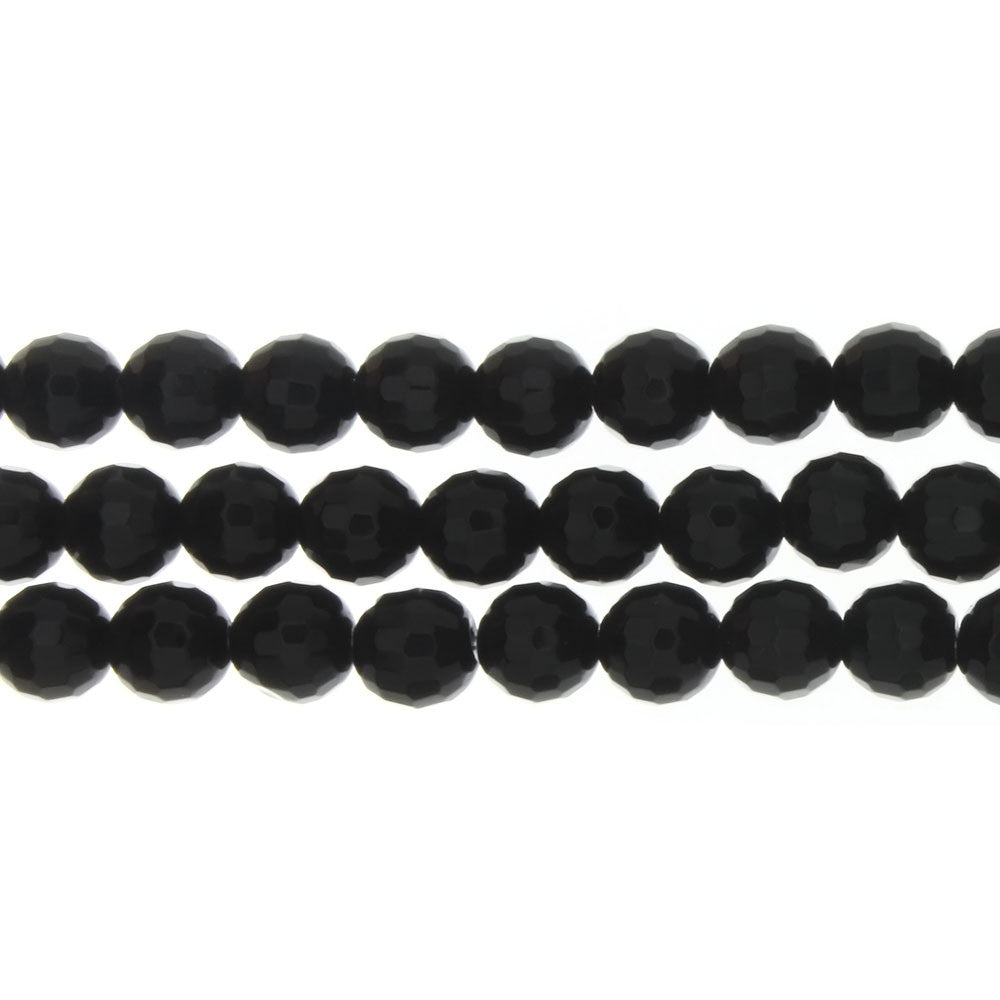 ONYX BLACK ROUND FACETED 8 MM STRAND