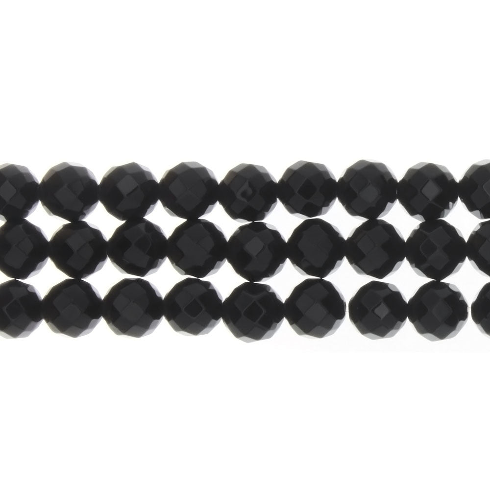 ONYX BLACK ROUND FACETED 8 MM STRAND