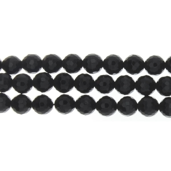 ONYX BLACK ROUND FACETED 8 MM STRAND