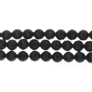 ONYX BLACK ROUND FACETED 8 MM STRAND