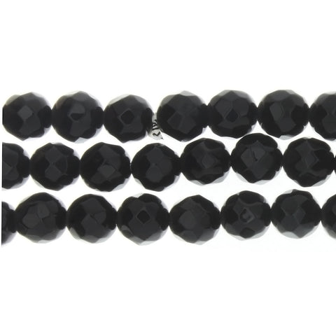 ONYX BLACK ROUND FACETED 10 MM STRAND