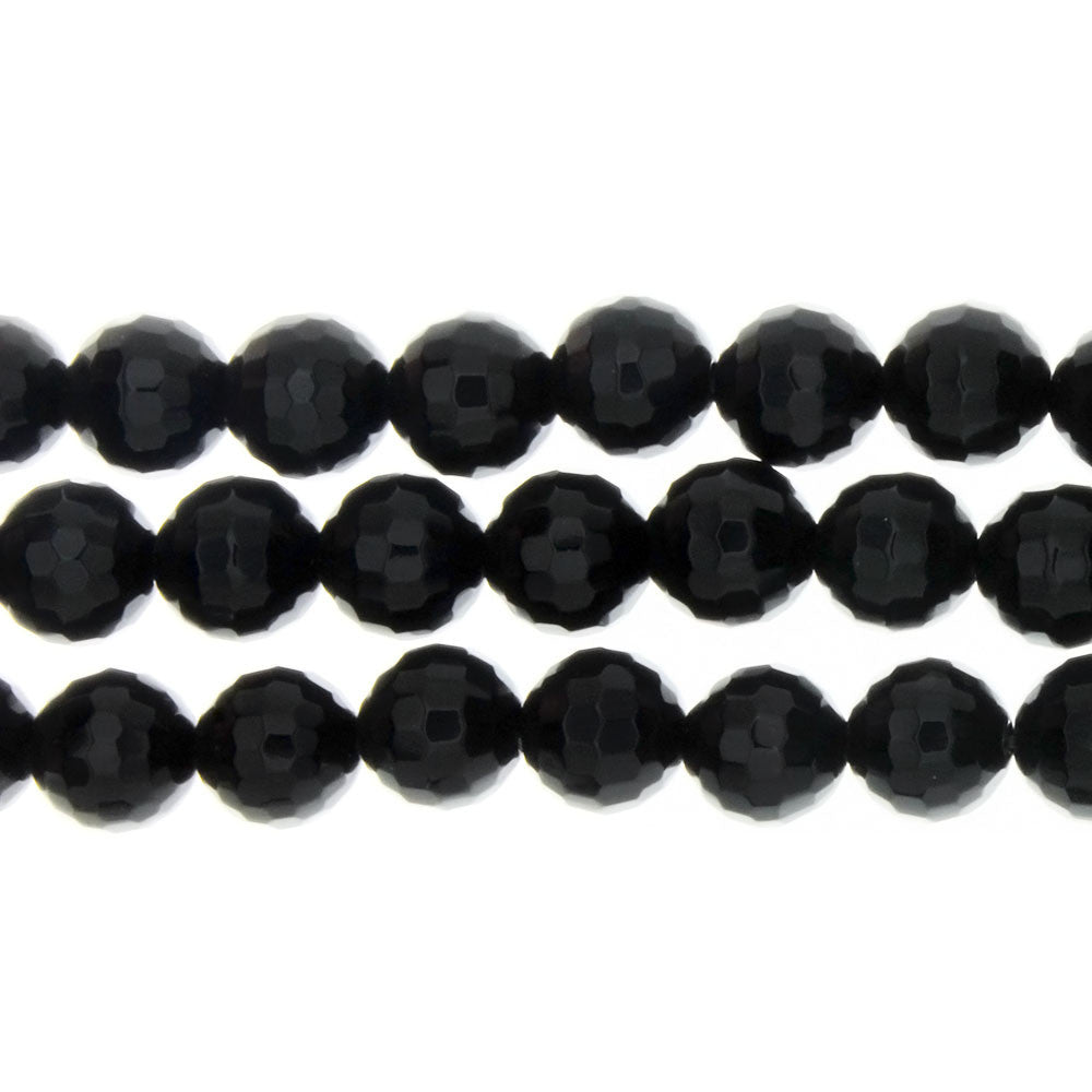 ONYX BLACK ROUND FACETED 10 MM STRAND