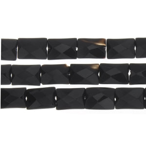 ONYX BLACK RECTANGLE FACETED 11 X 14 MM STRAND