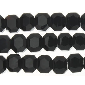 ONYX BLACK OCTAGON FACETED 12 X 14 MM STRAND