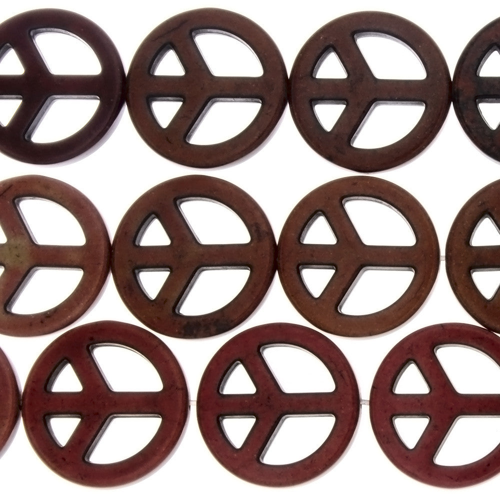 OBSIDIAN MAHOGANY PEACE SIGN 25 MM STRAND