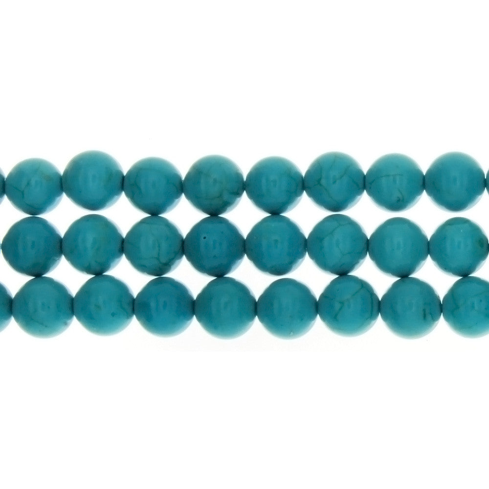 TURQUOISE MAGNESITE ROUND 8 MM STRAND