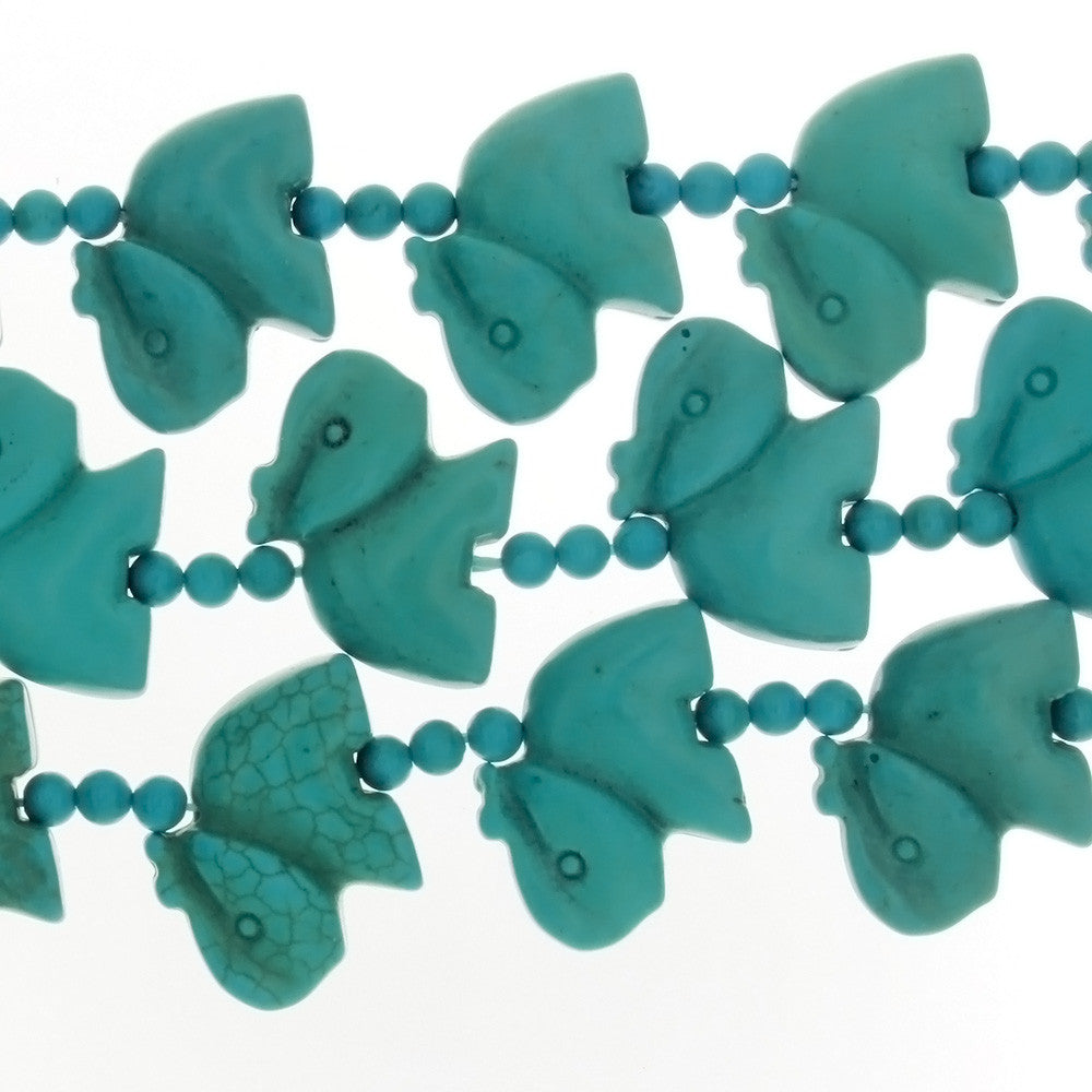 TURQUOISE MAGNESITE ELEPHANT 20 X 25 MM STRAND