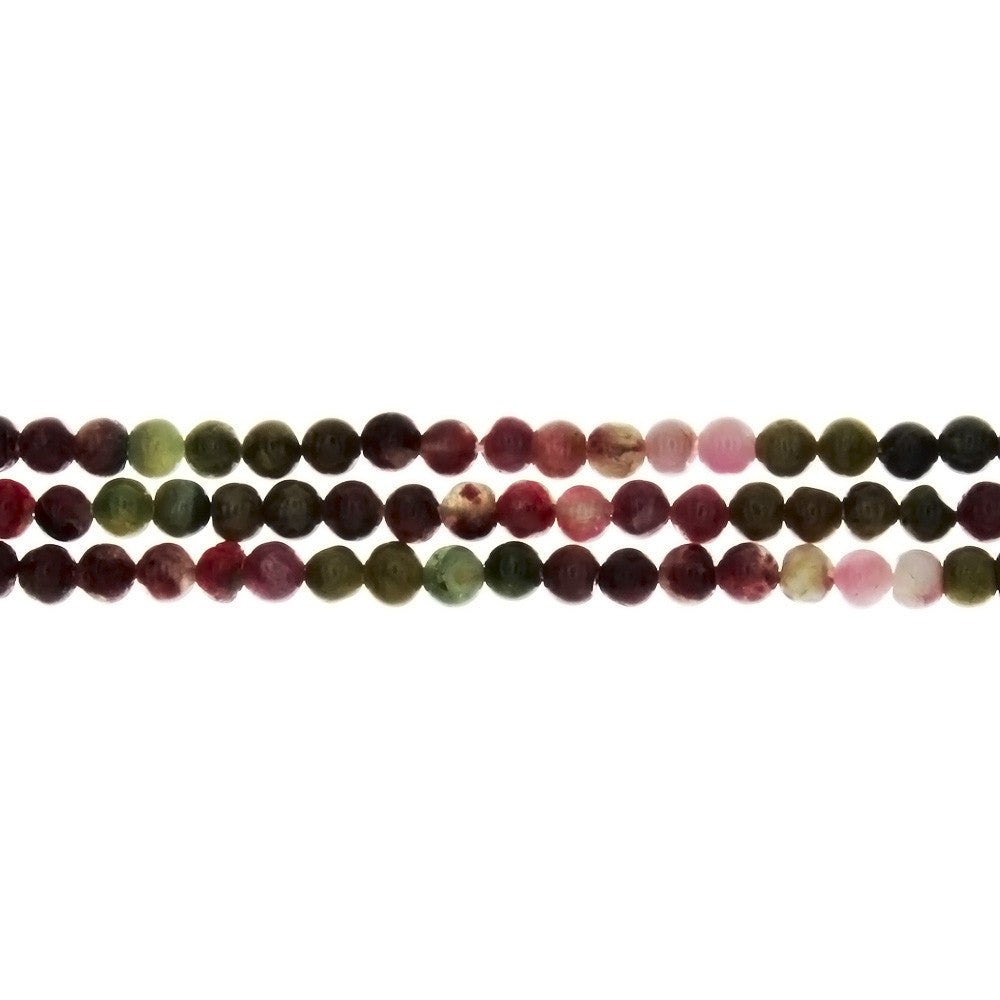 TOURMALINE WATERMELON ROUND 4 MM STRAND