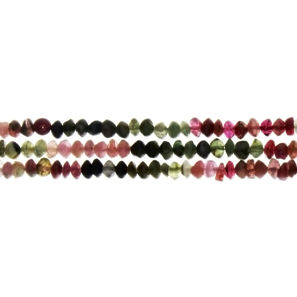 TOURMALINE WATERMELON RONDELLE 2 X 4 MM STRAND