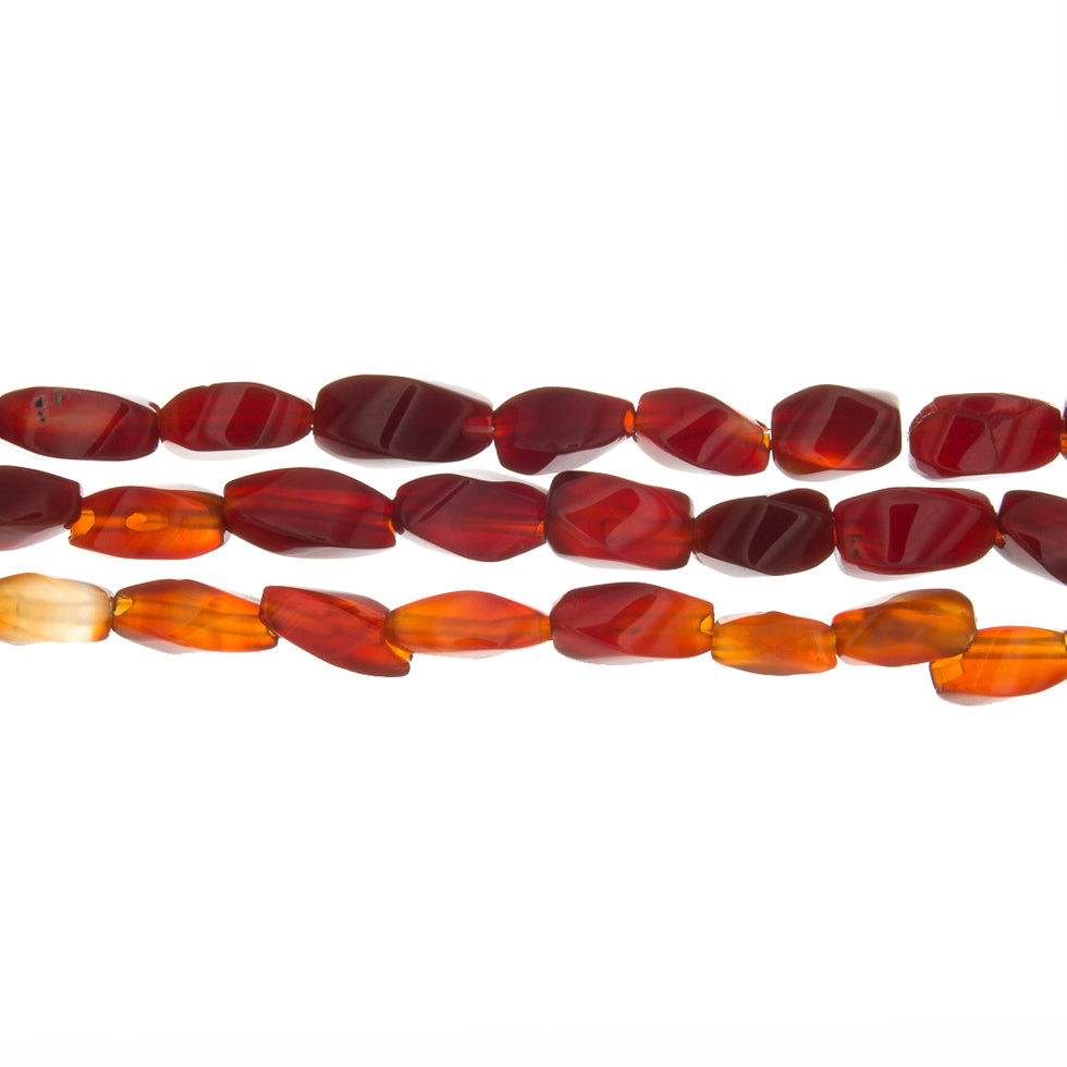 CARNELIAN TWIST SHAPE 8 X 16 MM STRAND