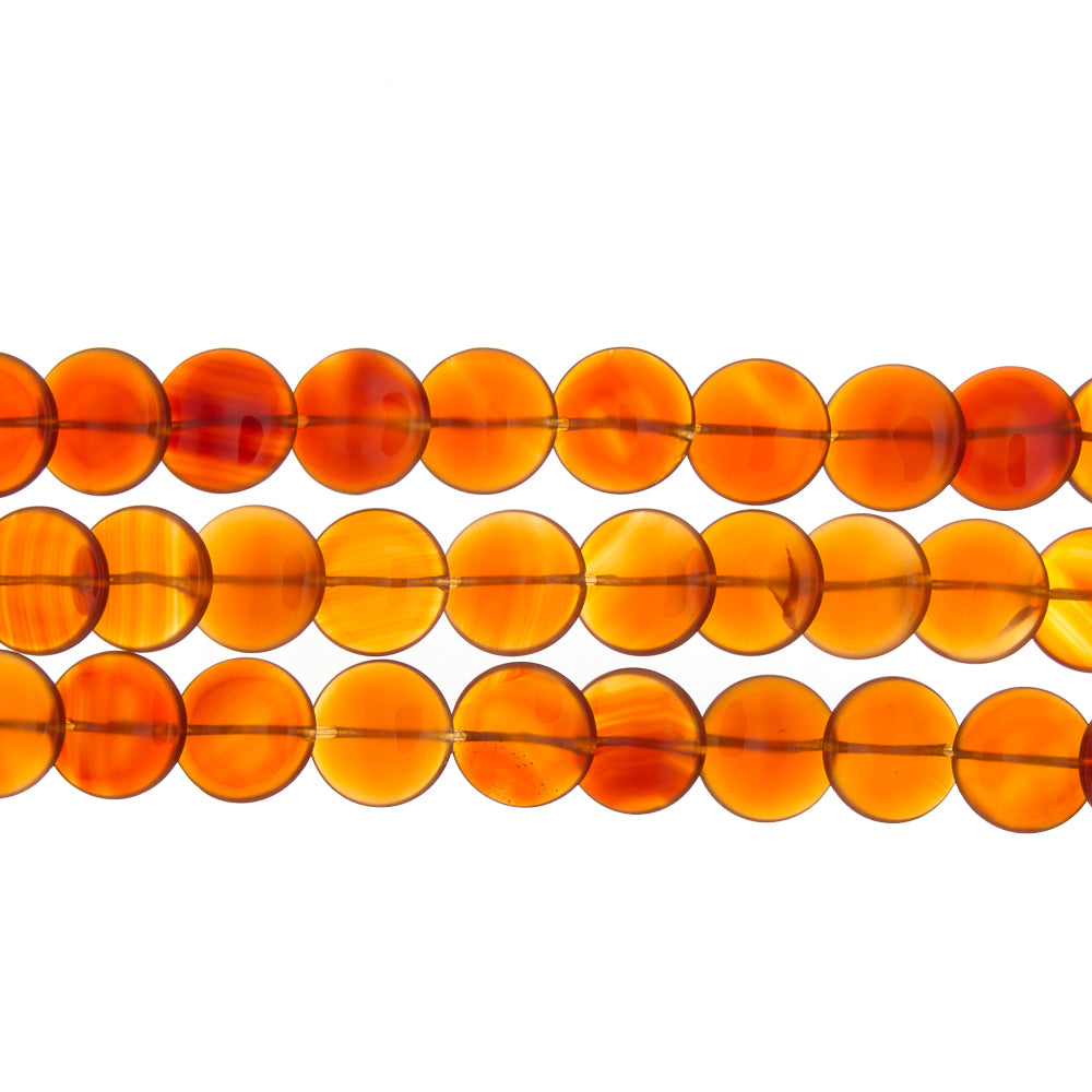 CARNELIAN LENTIL SHAPE 16 MM STRAND