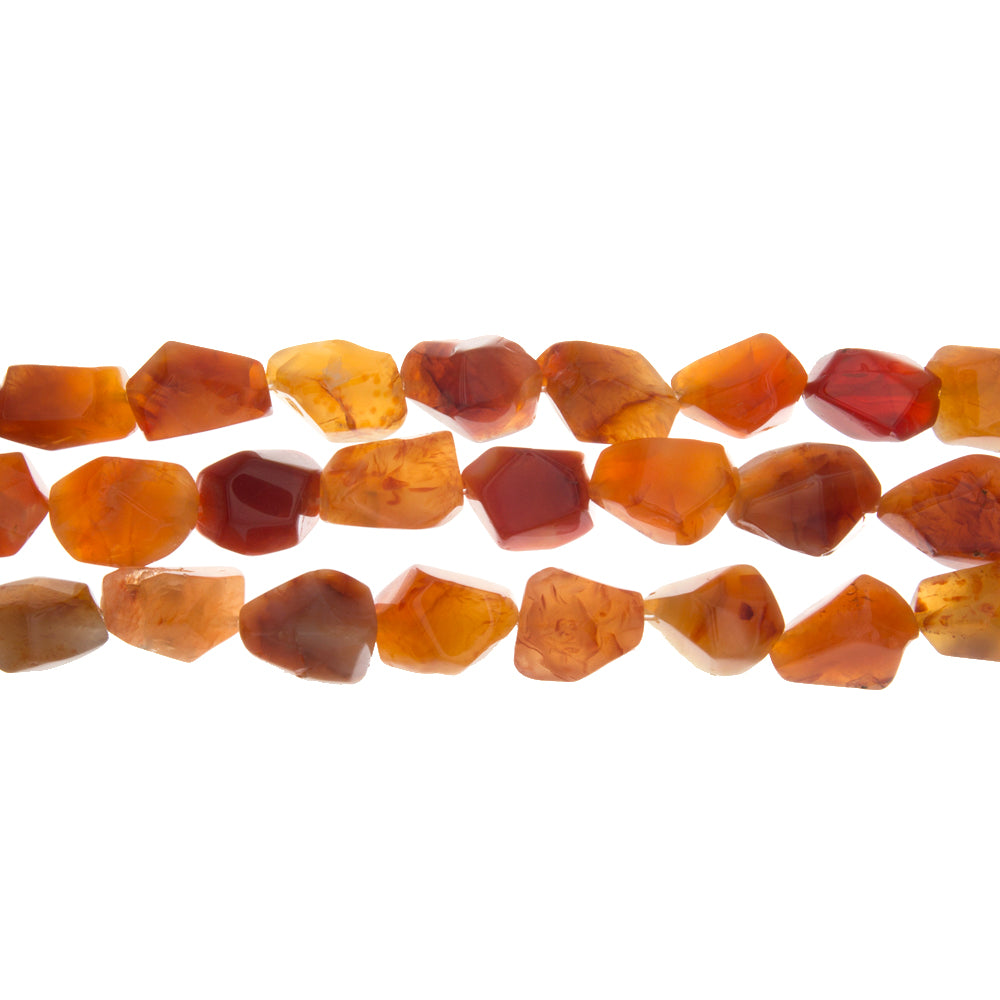 CARNELIAN NUGGET ROUGHLY FACETED 12 X 16 MM STRAND