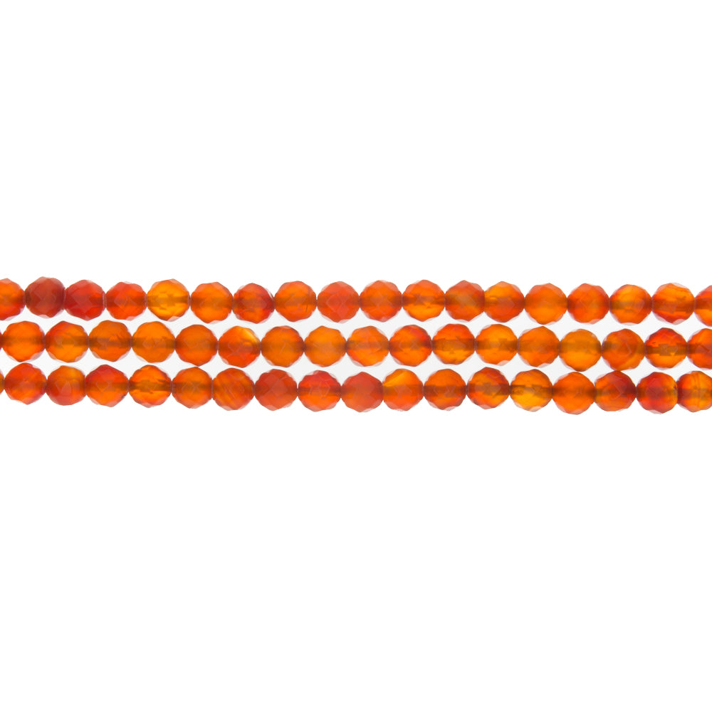 CARNELIAN ROUND FACETED 8 MM STRAND