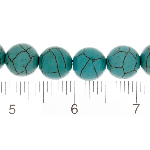 TURQUOISE MAGNESITE ROUND 14 MM STRAND